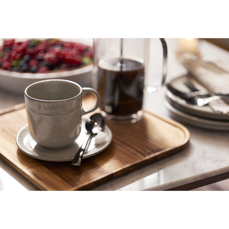 STAUB Dining Line Ceramic Round Mug, White Truffle