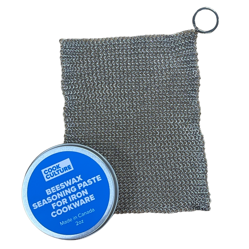 Cook Culture Seasoning Paste and Fine Chain Mail Scrubby Combo