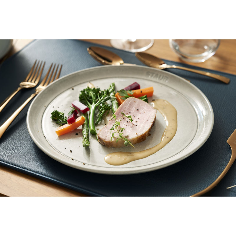 STAUB Dining Line 26 Cm Ceramic Round Plate Flat, White Truffle