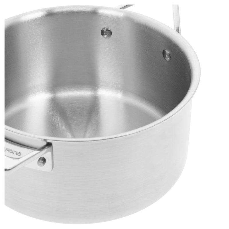DEMEYERE Essential 5 3.8 L 18/10 Stainless Steel Round Sauce Pan With Lid 4Qt, Silver