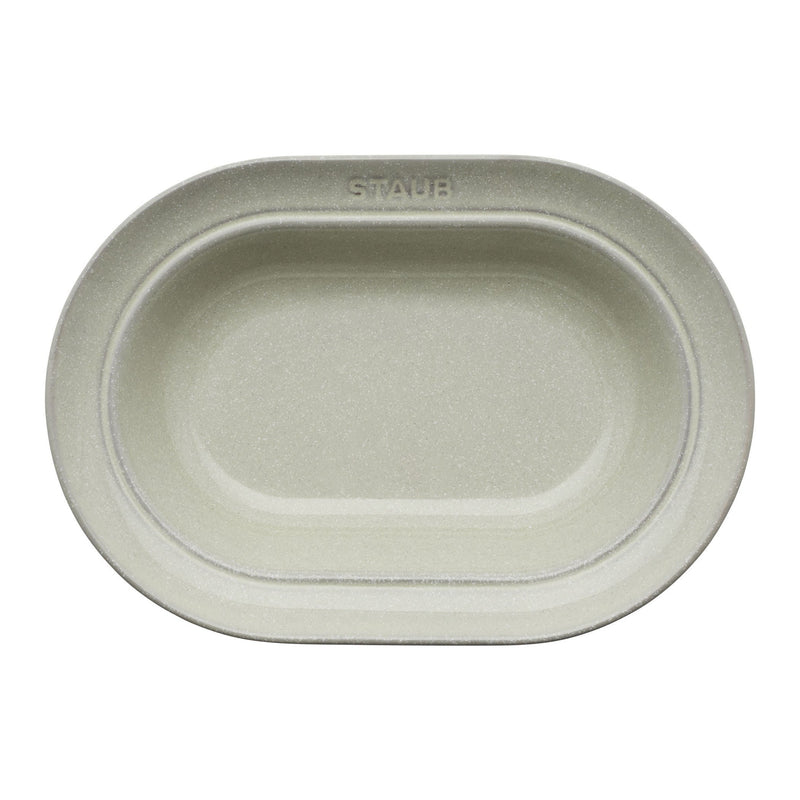 STAUB Dining Line 25 Cm Ceramic Oval Serving Dish, White Truffle
