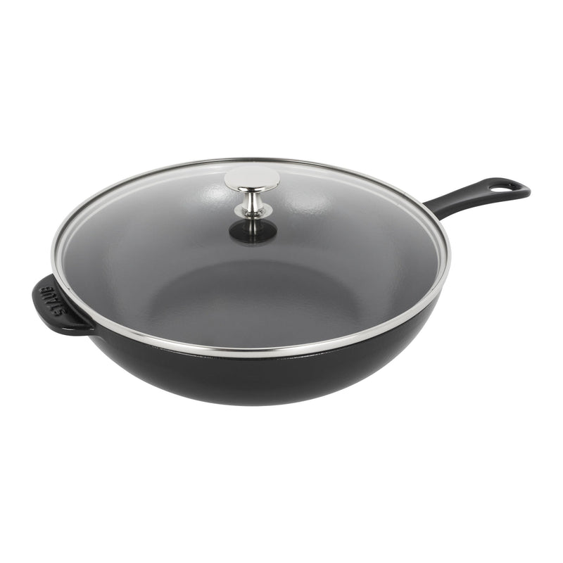 STAUB Pans 26 Cm / 10 Inch Cast Iron Daily Pan With Glass Lid, Black