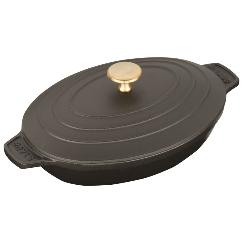STAUB Specialities Cast Iron Oval Oven Dish With Lid, Black