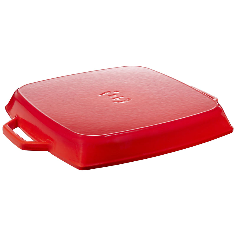 STAUB Grill Pans 33 Cm / 13 Inch Cast Iron Square Grill Pan, Cherry
