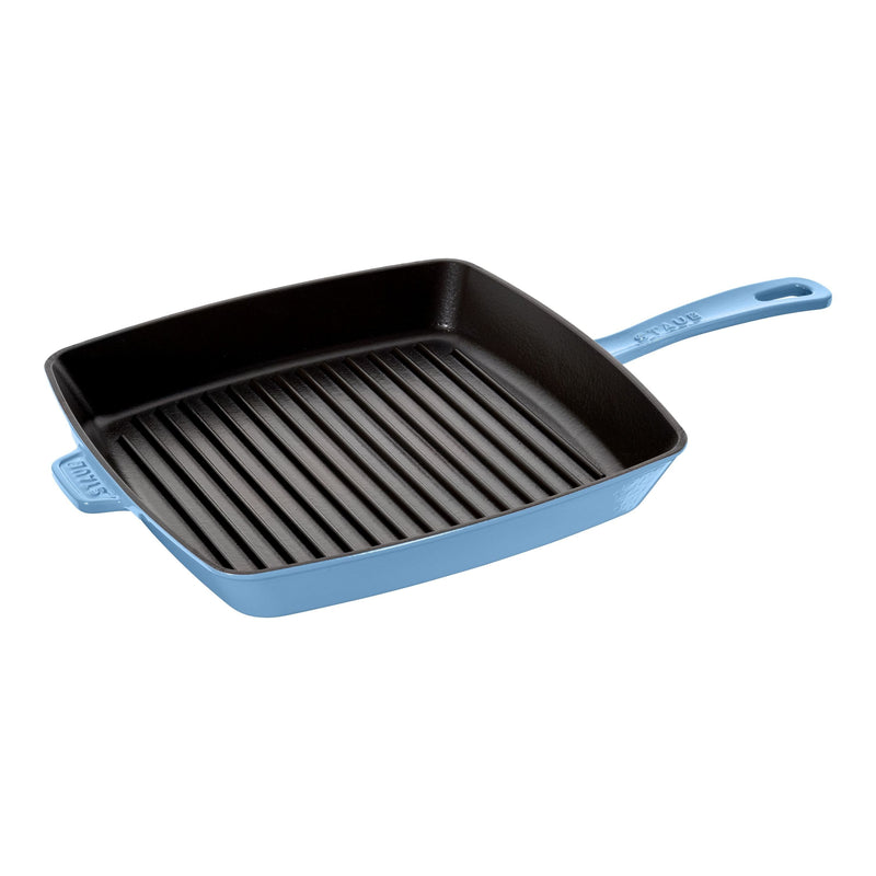 STAUB Grill Pans 26 Cm Cast Iron Square American Grill, Ice-Blue