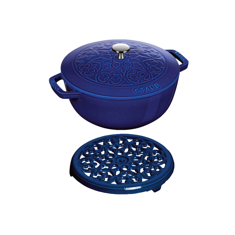 STAUB La Cocotte Essential French Oven With Lily Lid and Trivet 2 Piece, Cast Iron