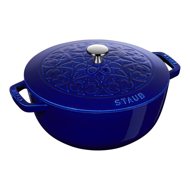STAUB La Cocotte 4.8 L Cast Iron Round French Oven With Lily Lid, Dark-Blue