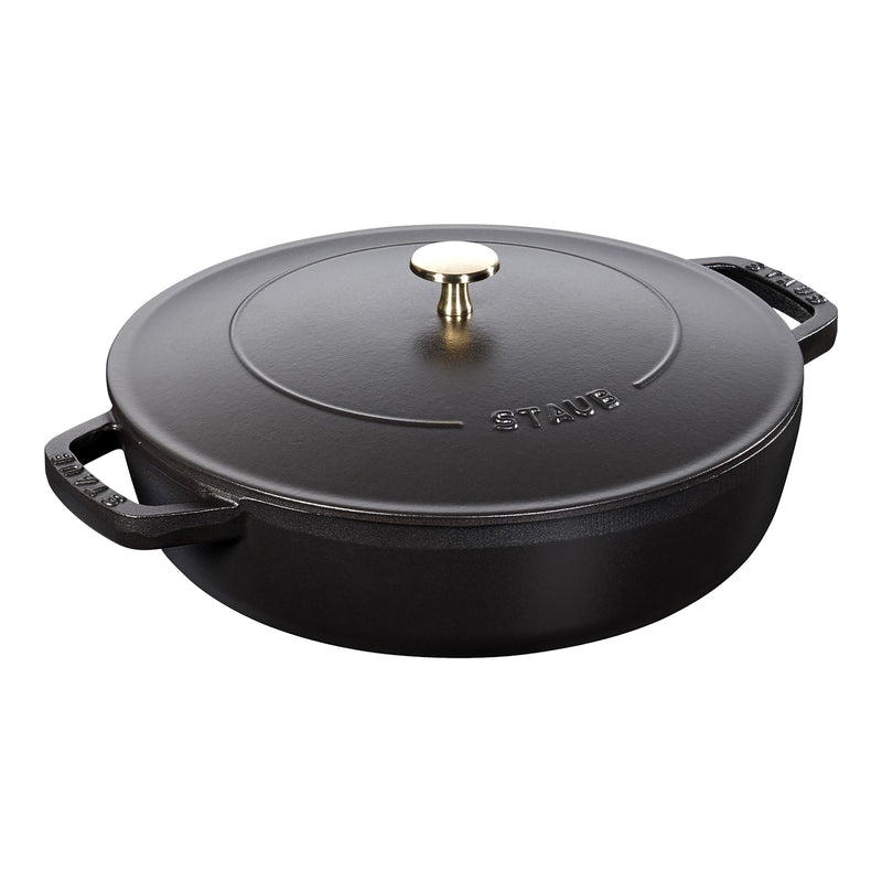 STAUB Braisers 3.25 L Cast Iron Round Saute Pan, Black