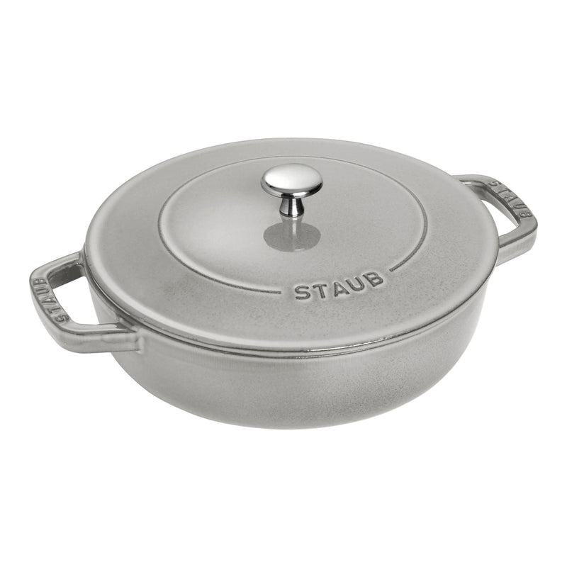 STAUB Braisers 3.25 L Cast Iron Round Saute Pan, Graphite-Grey