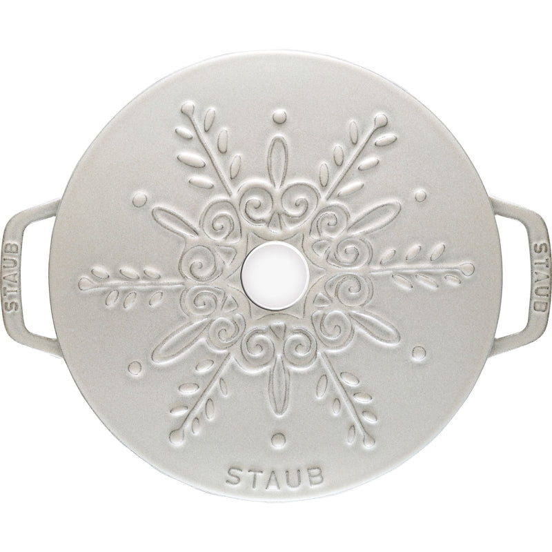 STAUB La Cocotte 3.6 L Cast Iron Round Winter Essential French Oven, White Truffle
