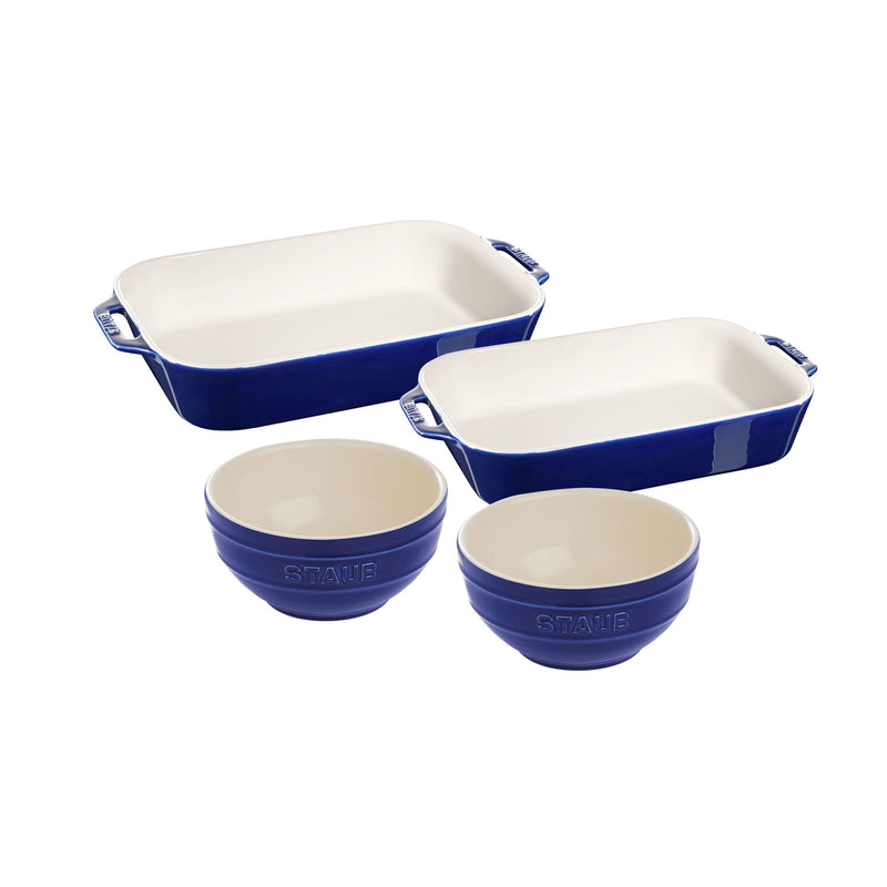 STAUB Ceramique 4 Piece Bakeware Set, Dark-Blue