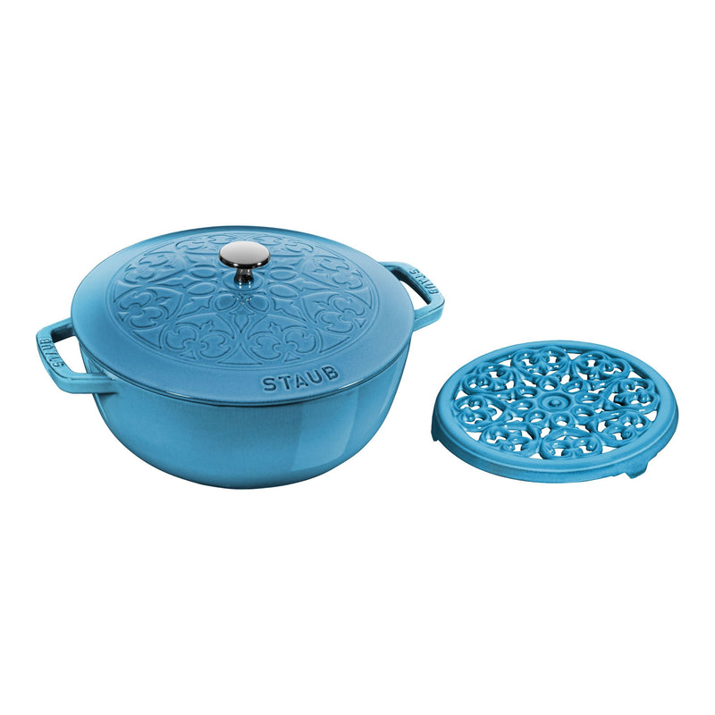 STAUB Cast Iron Essential French Oven With Lily Lid and Trivet 2 Piece, Cast Iron