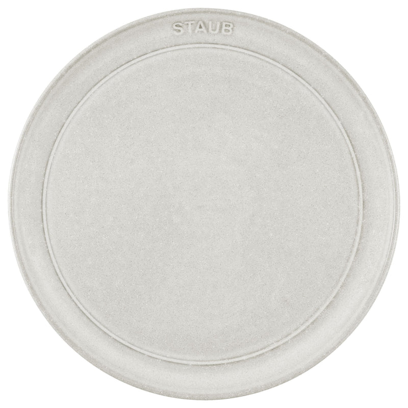 STAUB Dining Line 22 Cm Ceramic Round Plate Flat, White Truffle
