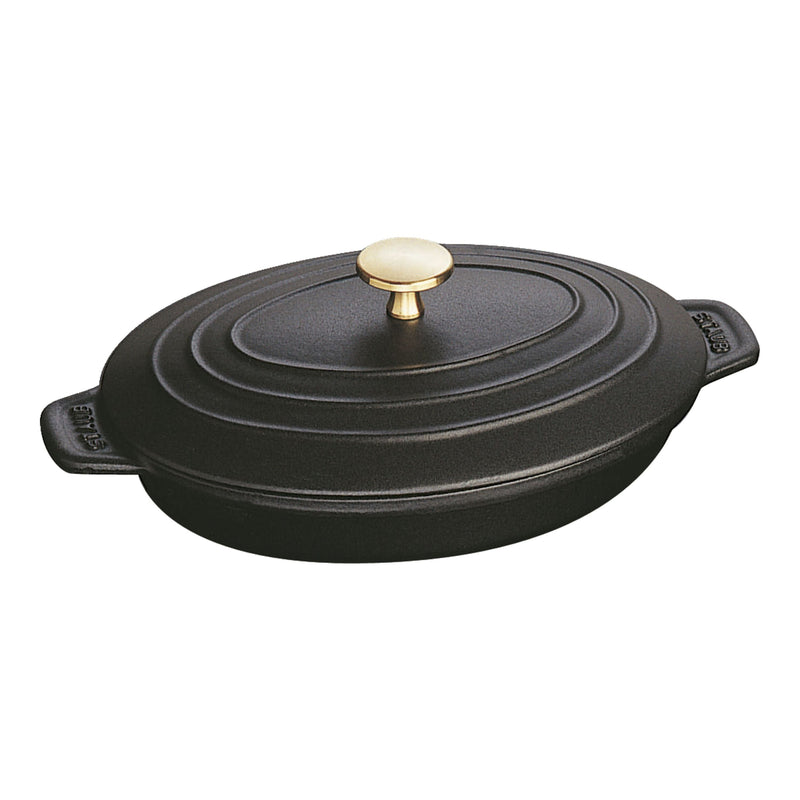 STAUB Specialities Cast Iron Oval Oven Dish With Lid, Black