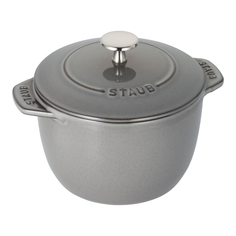 STAUB La Cocotte 1.75 L Cast Iron Round Rice Cocotte, Graphite-Grey