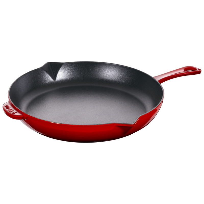 STAUB Pans 26 Cm / 10 Inch Cast Iron Frying Pan With Pouring Spout, Cherry