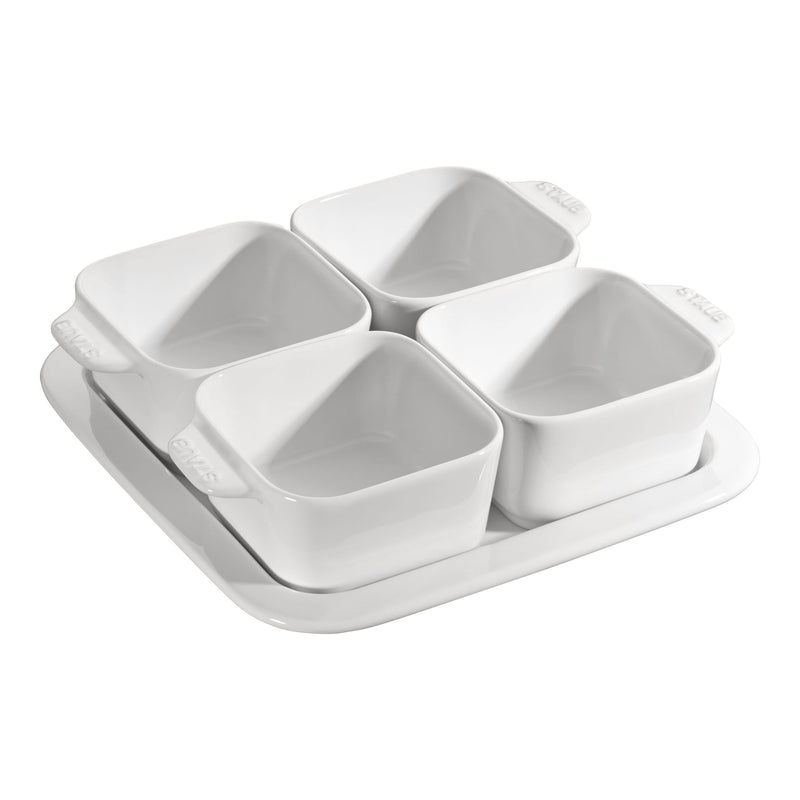 STAUB Ceramique 5 Piece Ceramic Appetiser Set, Pure-White