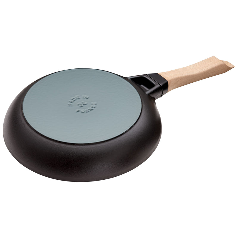 STAUB Pans 24 Cm / 9.5 Inch Cast Iron Frying Pan With Wooden Handle, Black