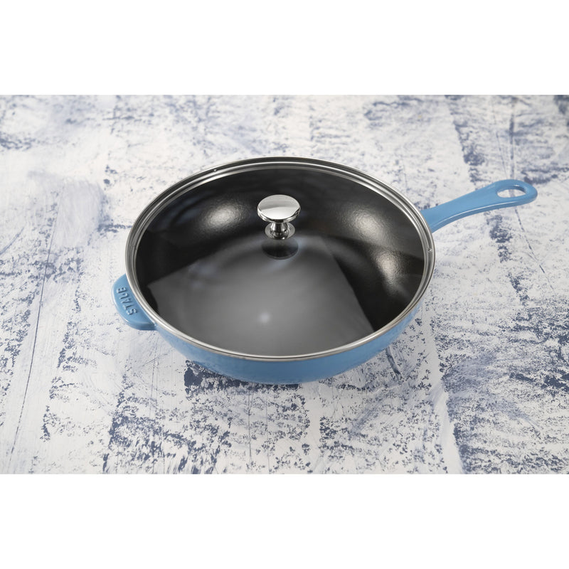 STAUB Pans 26 Cm / 10 Inch Cast Iron Frying Pan, Ice-Blue