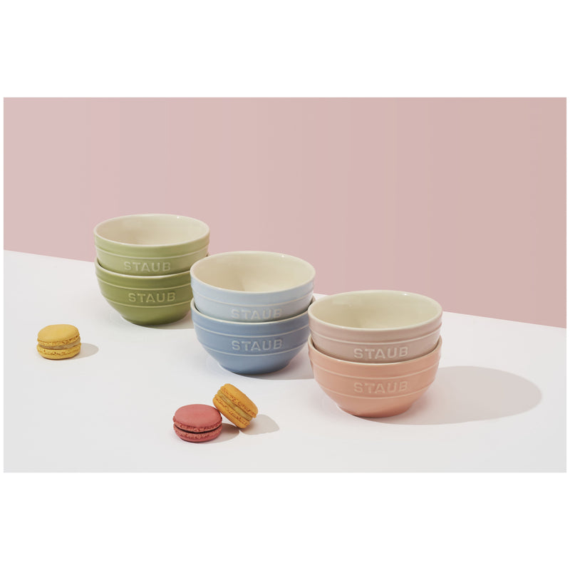 STAUB Ceramique 6 Piece Ceramic Bowl Set in Macaron Colours, Mixed Colours